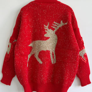 Reindeer Round Neck Long Sleeve Sweater