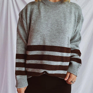 Striped Dropped Shoulder Long Sleeve Sweater