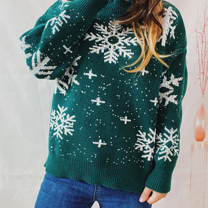 Snowflake Pattern Dropped Shoulder Sweater