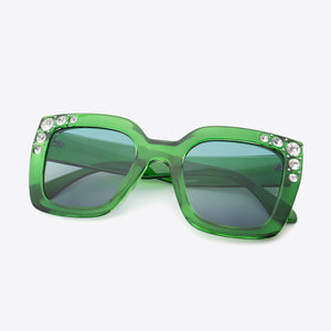 Inlaid Rhinestone Polycarbonate Sunglasses