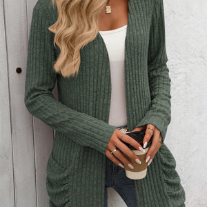 Mandy Open Front Long Sleeve Ribbed Cardigan