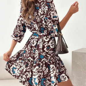 Ruffle Hem Floral Long Sleeve Dress