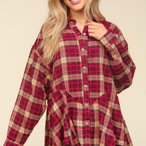 Haptics Plaid Button Down Sharkbite Shirt