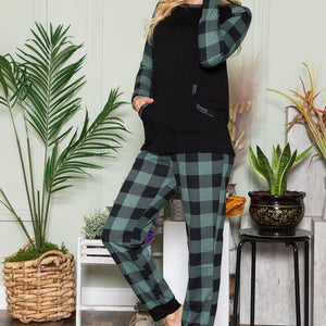 Celeste Plaid Long Sleeve T-Shirt with Pockets