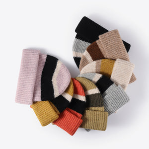 Tricolor Cuffed Knit Beanie