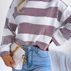 Striped Turtleneck Long Sleeve Sweater