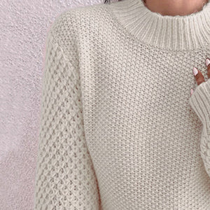 Openwork Mock Neck Long Sleeve Sweater