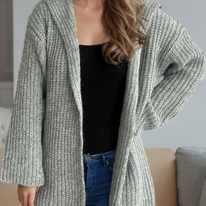 Sequin Detail Long Sleeve Hooded Cardigan