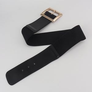 Rectangle Buckle Elastic Wide Belt