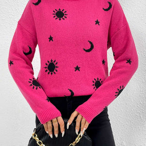 Patterned Drop Shoulder Sweater