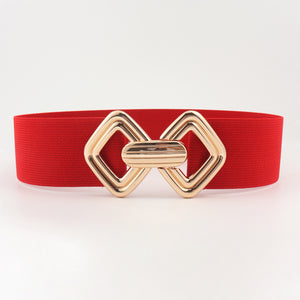 Geometric Buckle Elastic Wide Belt