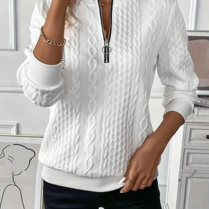 Texture Half Zip Long Sleeve Sweatshirt