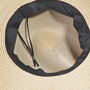 Fame Rope Strap Wide Brim Weave Hat