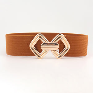 Geometric Buckle Elastic Wide Belt