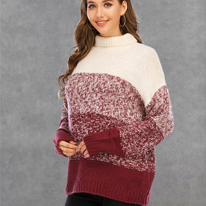 Angel Wings Color Block Turtleneck Sweater