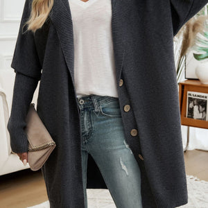 Devine Button Up Long Sleeve Hooded Cardigan