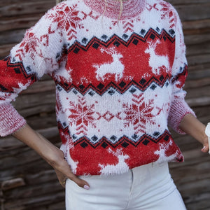 Reindeer & Snowflake Round Neck Sweater