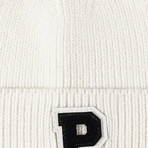 Letter Patch Cuffed Knit Beanie