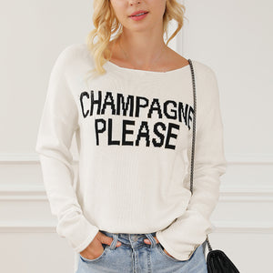 CHAMPAGNE PLEASE Long Sleeve Slit Sweater