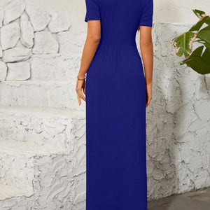 Surplice Short Sleeve Maxi Dress