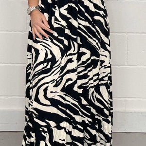 Smocked Printed Flounce Sleeve Maxi Dress