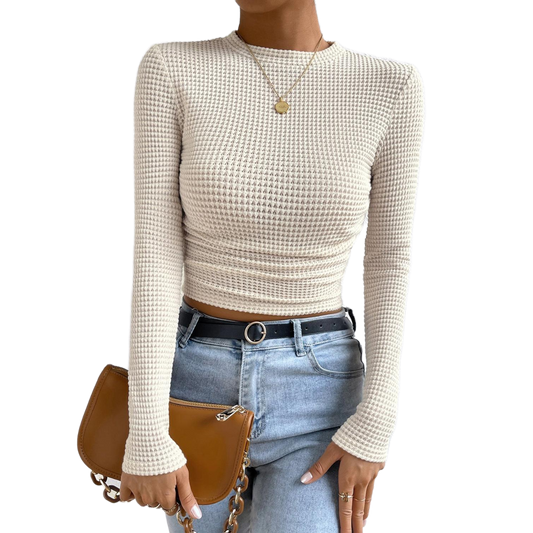 Honey Round Neck Long Sleeve T-Shirt