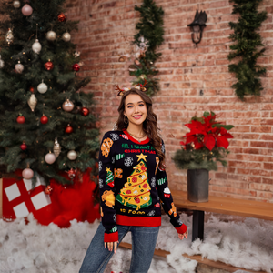 Christmas Element Round Neck Long Sleeve Sweater